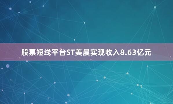 股票短线平台ST美晨实现收入8.63亿元